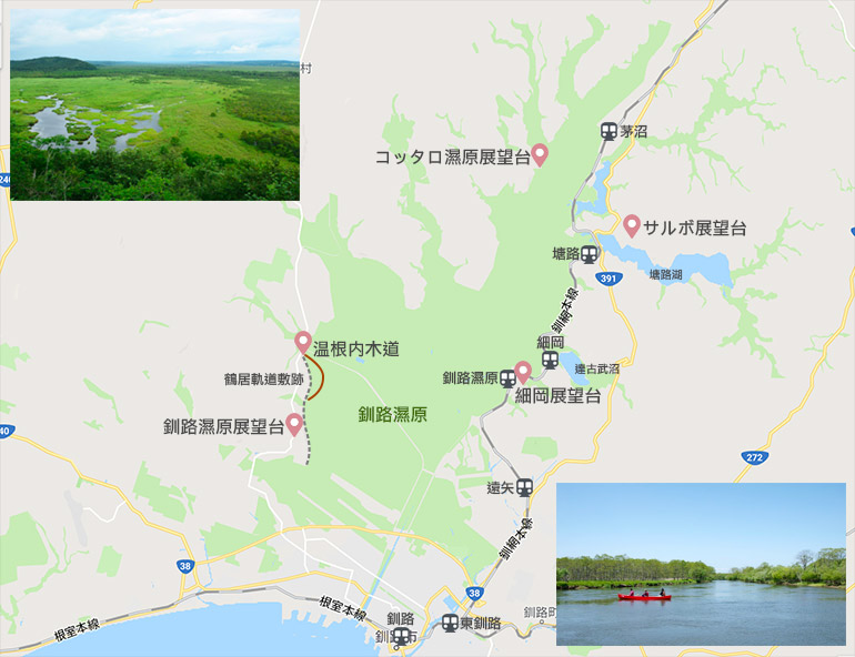 北海道釧路濕原地圖